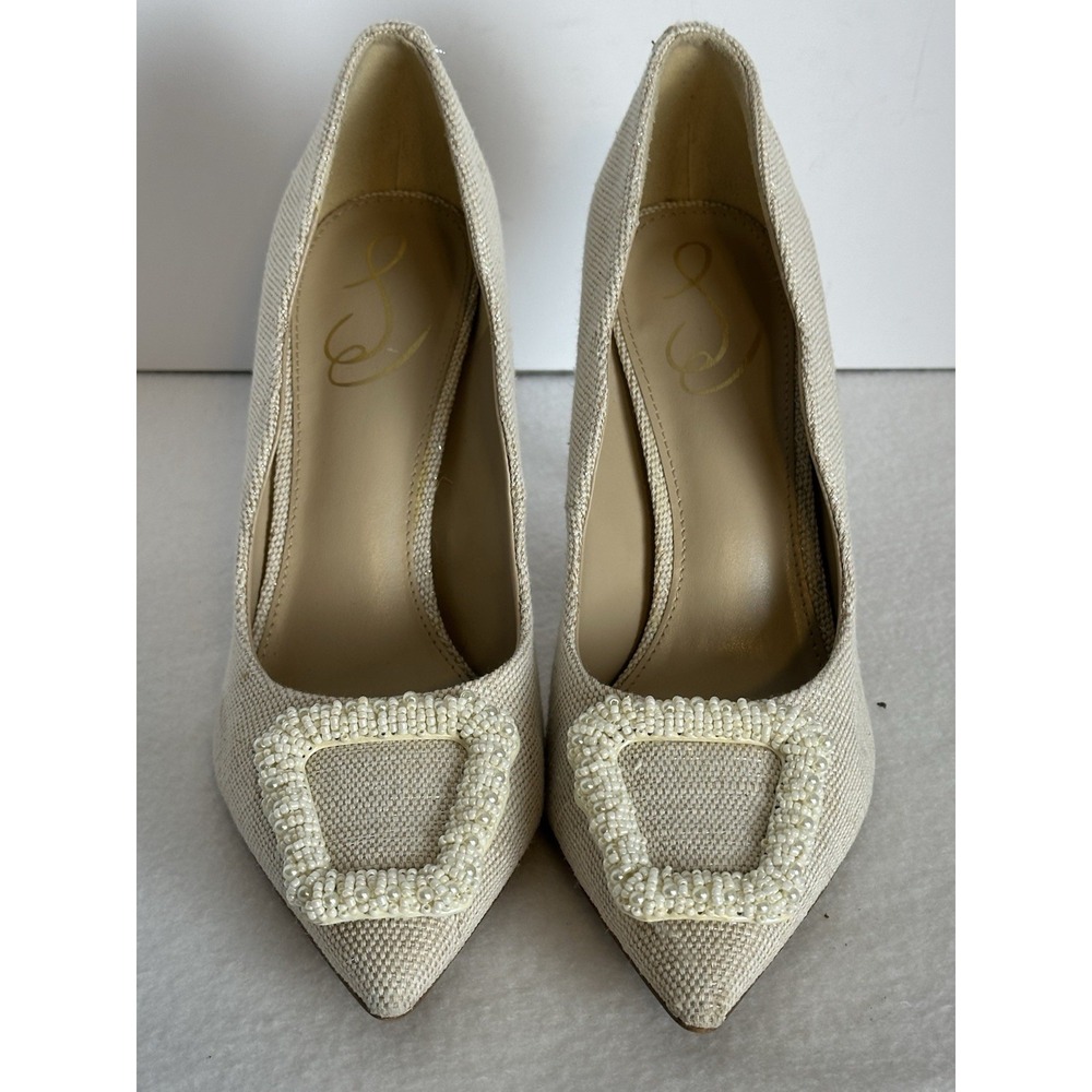 Sam Edelman Harriet Pointed Toe Beaded Pearl High Heel Pumps Shoes 8.5 Wedding - Picture 3 of 13